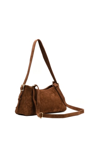 Sac porté épaule en nubuck Napoli - Camel