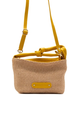 Sac à main en cuir et osier Lucia - Jaune