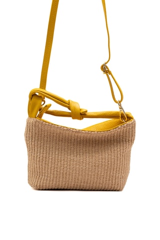 Sac à main en cuir et osier Lucia - Jaune