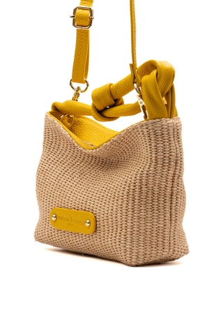 Sac à main en cuir et osier Lucia - Jaune