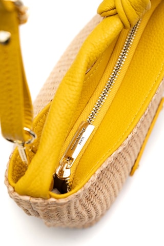 Sac à main en cuir et osier Lucia - Jaune