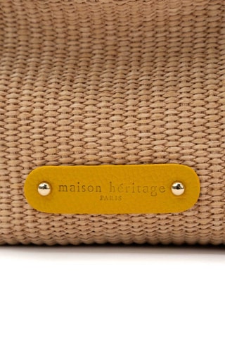 Sac à main en cuir et osier Lucia - Jaune