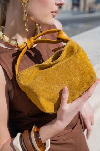 Sac à main en nubuck Midi - Jaune