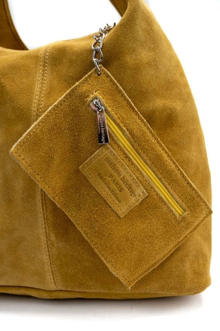 Sac porté épaule en nubuck Viera - Jaune