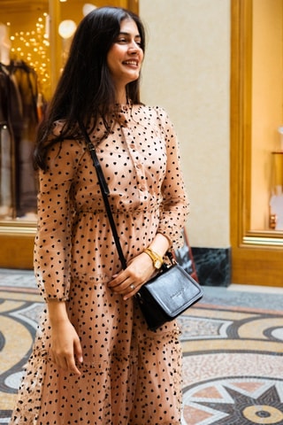 Sac à main en cuir Mini Luna - Noir