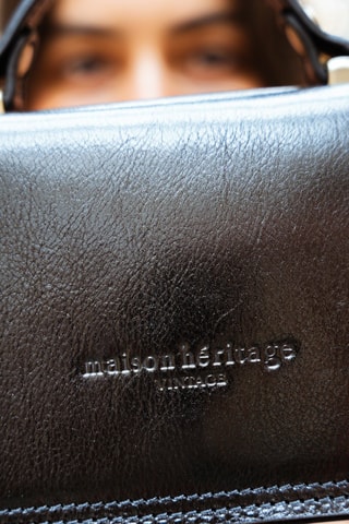 Sac à main en cuir Mini Luna - Noir