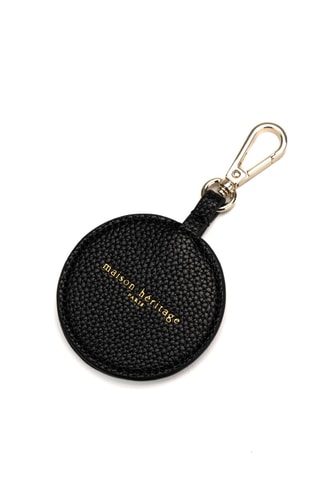 Porte-clés avec miroir de poche en cuir Sissi - Noir