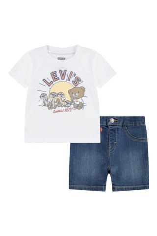 T-shirt et short en jean - Blanc et bleu