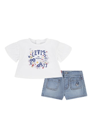 T-shirt et short en jean - Blanc et bleu