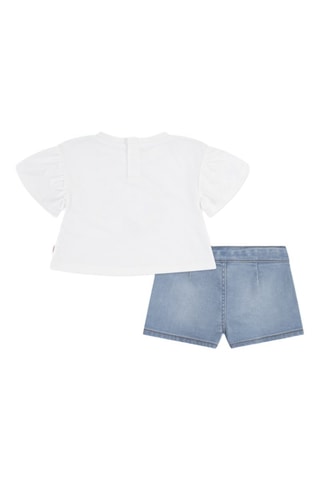 T-shirt et short en jean - Blanc et bleu