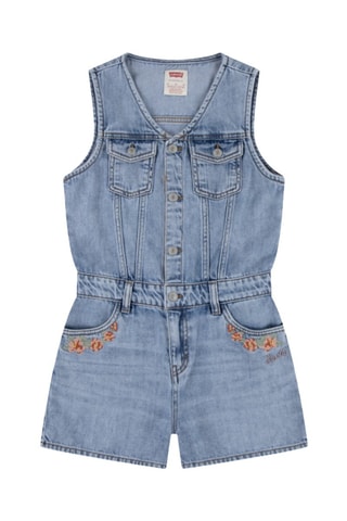 Combinaison en jean - Bleu, rose et rouge