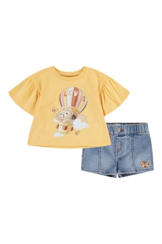 T-shirt et short en jean - Bleu et jaune