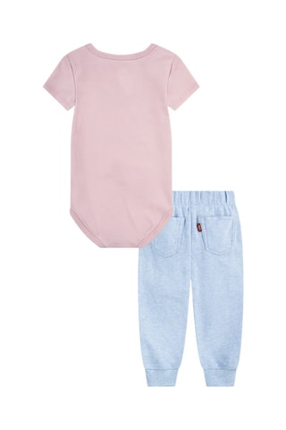 Body et pantalon en coton biologique - Bleu et rose