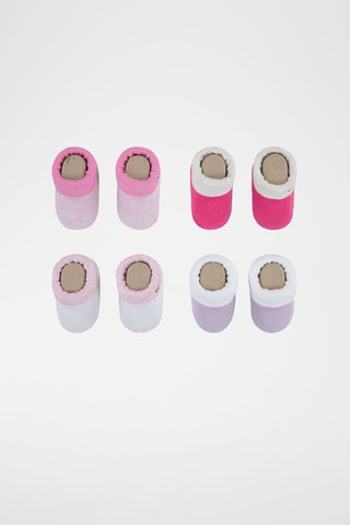 4 chaussons - Vert, violet et rose