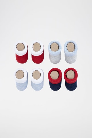 4 chaussons - Bleu, rose et gris