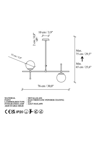 Hanglamp - Ecru - 2 x 40 W