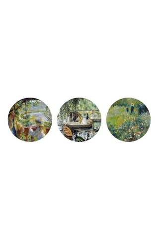 3 Wanddecoraties « La Grenouillère », « Femme à l’ombrelle dans un jardin » en « Au bord de l’eau » Pierre-Auguste Renoir - 3 x (30 x 30 cm)
