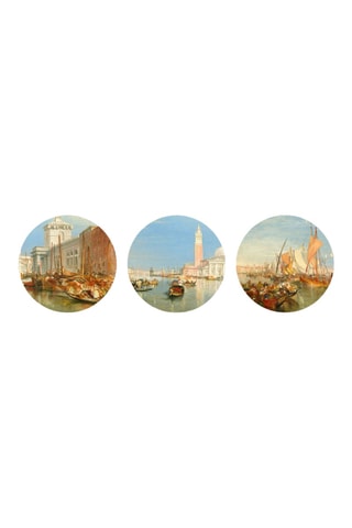 3 Wanddecoraties « Venice : The Dogana and San Giorgio Maggiore » Joseph Mallord William Turner - 3 x (30 x 30 cm)