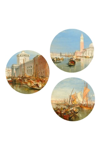 3 Wanddecoraties « Venice : The Dogana and San Giorgio Maggiore » Joseph Mallord William Turner - 3 x (30 x 30 cm)