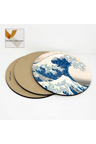 3 Wanddecoraties Hokusai - 3 x (30 x 30 cm)