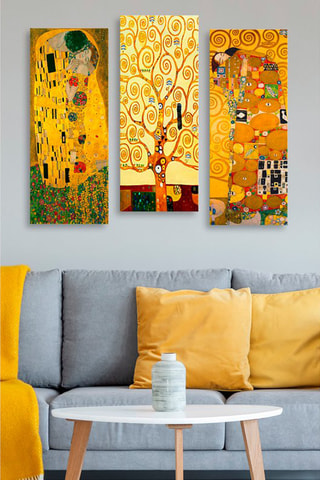 Drieluik "De kus", "De levensboom" en "Frise Stoclet" - Gustav Klimt - 20 x 50 cm - Reproductie
