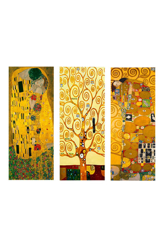 Drieluik "De kus", "De levensboom" en "Frise Stoclet" - Gustav Klimt - 20 x 50 cm - Reproductie