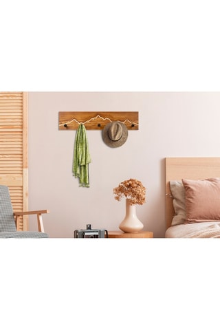 Houten Kapstok - Naturel en Zwart - 60 x 14 x 5 cm