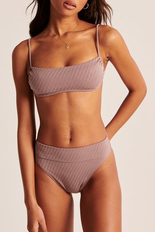 Bas de maillot taille haute - Vieux rose