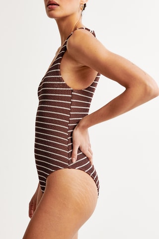 Maillot 1 pièce asymétrique - Marron