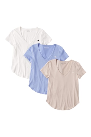 3 camisetas - Blanco y beige