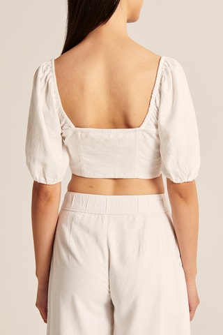 Crop top de lino - Blanco
