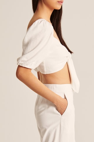 Crop top de lino - Blanco