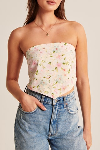 Crop top bustier - Blanco y rosa