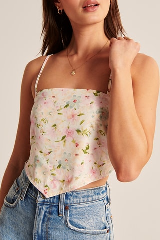 Crop top bustier - Blanco y rosa