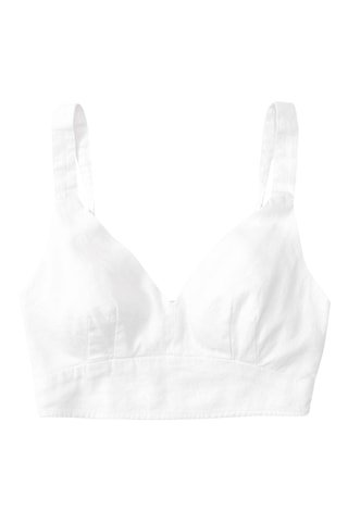Crop top de lino - Blanco