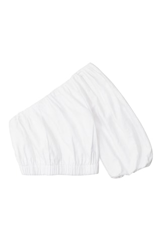 Crop top asymétrique en lin - Blanc