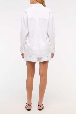 Camisa oversize de lino - Blanco