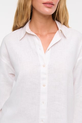 Camisa oversize de lino - Blanco