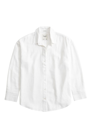 Camisa oversize de lino - Blanco