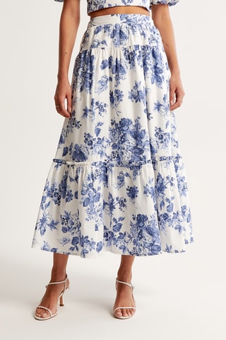 Jupe patineuse taille haute - Bleu cobalt et blanc