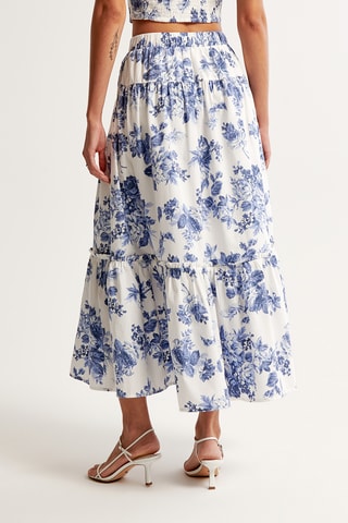 Jupe patineuse taille haute - Bleu cobalt et blanc