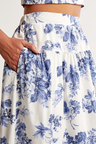 Jupe patineuse taille haute - Bleu cobalt et blanc