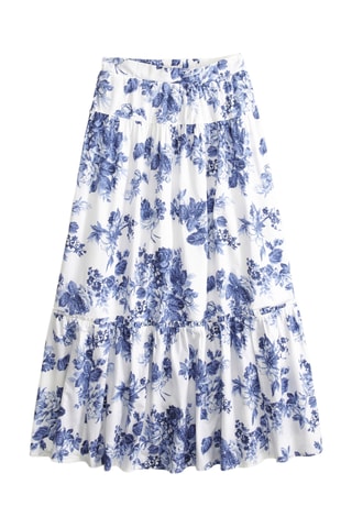 Jupe patineuse taille haute - Bleu cobalt et blanc
