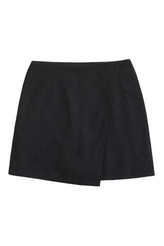 Minijupe en lin taille haute - Noir