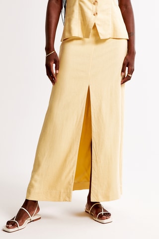 Jupe longue en lin taille haute - Jaune