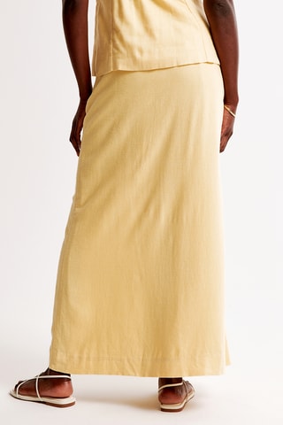 Jupe longue en lin taille haute - Jaune