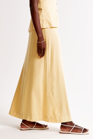 Jupe longue en lin taille haute - Jaune
