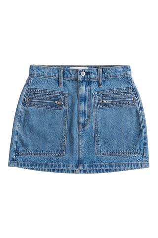 Jupe en jean taille haute - Bleu cobalt