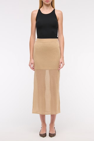 Jupe droite taille haute - Beige