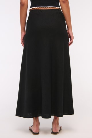 Falda trapecio de lino - Negro